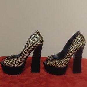 Black and white heels